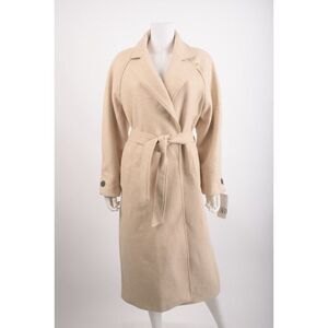 Zara Womans Long Coat Size XS Beige Cream Wool Blend Belted 2052/102 NWT